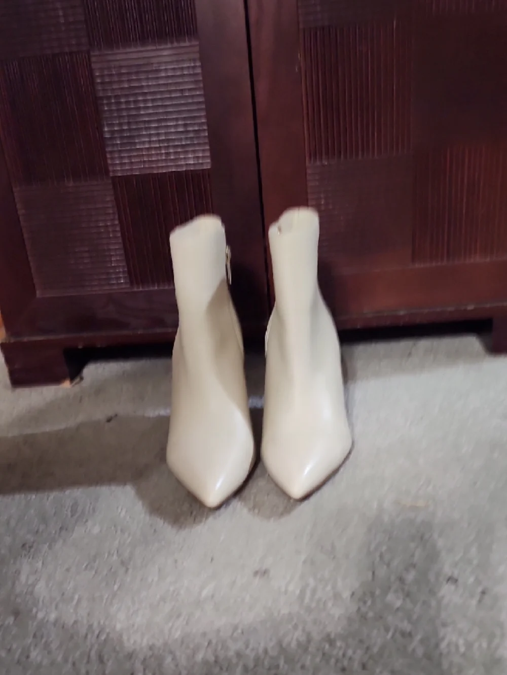 Vince Camuto Cream Pointed Toe Ankle Booties with Side Zip - Picture 3 of 3